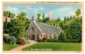 Forest Lawn Cathedral Wee Kirk o' the Heather Glendale CA Postcard 1944 - Picture 1 of 2