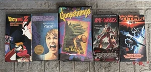 VHS Tape Lot (5) Horror Animation Army Of Darkness Psycho DBZ Goosebumps Titan - Picture 1 of 3