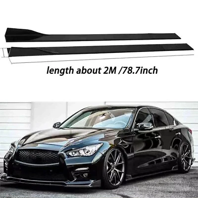 78.7" Gloss Black Side Skirts Lip Rocker Panel For Infiniti Q60 Q70 G25 G37 Foto 1 de 4