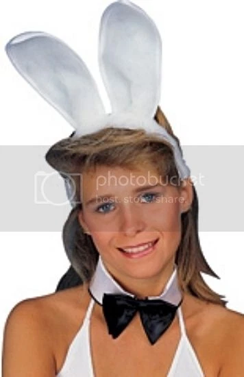 Womens Adult White Plush Satin Easter Bunny Costume Ears Accessory Foto 1 de 1