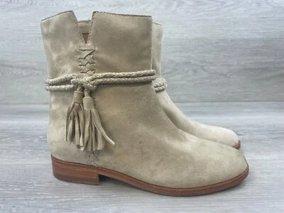 Frye Tina Whipstitch Mujer Bota 5.5 Beige Gamuza Borla Motociclista Zapatos Boho Foto 1 de 4