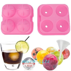 Large Round Silicone Ice Cube Ball Maker Tray Sphere Molds Bar Whiskey Cocktails - Picture 1 of 10