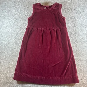 Vtg Old Navy little girls size 5t red velvet dress button back - Picture 1 of 5