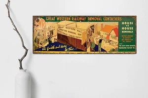 Letrero de mudanzas de ferrocarril inglés raro estilo vintage de Great Western Railways - Imagen 1 de 1