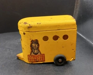 Vintage Structo Stables Yellow Steel Horse Trailer Drop Down Tail Gate - Picture 1 of 9
