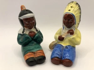 Vintage Native American Indian Salt & Pepper Shaker Set Made in Japan - Picture 1 of 6