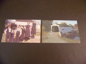 Lot Of Two "Heart Of Amishland" Postcards Copyright 1969 - Picture 1 of 7