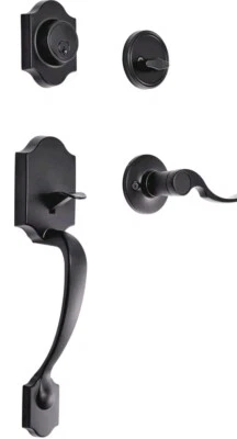 NOVO Maçaneta de Entrada da Porta Frontal Alavanca de Prateleira Cilindro Único Parafuso Preto Fosco - Imagem 1 de 4