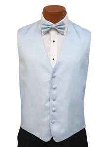 Men's Andrew Fezza New York Stardust Light Blue Tuxedo Vest & Bow Tie Size L - Picture 1 of 3