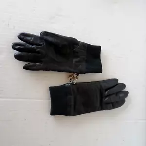 Vintage NEIMAN MARCUS Black Leather Women's Gloves Size 7 Preloved - Picture 1 of 4