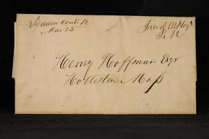 Vermont: Lyndon Centre (#1) 1848 Stampless Cover, Ms, Postmaster Free to Mass - Picture 1 of 3