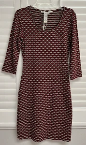 Vestido Pullover MAX STUDIO Rojo Gris Negro Geo Texturizado Manga 3/4 M NUEVO $118 - Imagen 1 de 8
