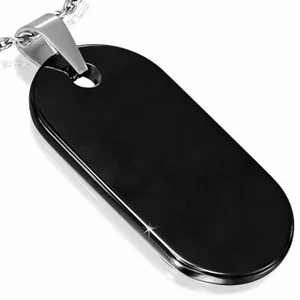 Oval Tag Pendant In Tungsten Carbide 2 Tones - Picture 1 of 1