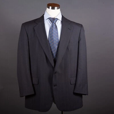Cricketeer Mens Blazer Size 46L (?) Gray Pinstriped 2 Button Jacket Sport Coat - Image 1 of 4