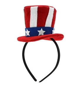 4th of July Mini Uncle Sam USA Patriotic Top Hat On Headband Costume Accessory - Picture 1 of 6