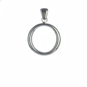 Solid 925 Sterling Silver Circle Of Life High Polish 'O' Italy Pendant, 28mm - Picture 1 of 5