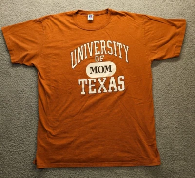 Vtg Russell University Of Texas Mom T-Shirt Orange -XL- Made in USA - Image 1 of 4