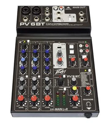 Peavey PV 6 BT 6 Channel Compact Mixing Mixer Console with Bluetooth - Image 1 of 4