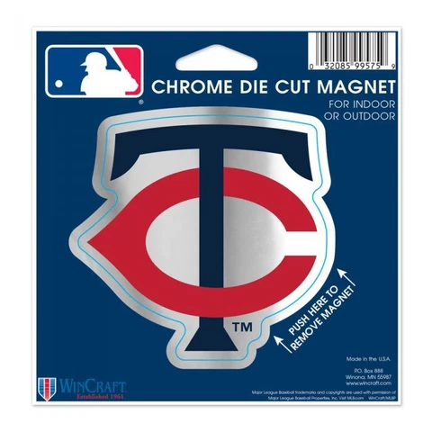 MINNESOTA TWINS CHROME DIE-CUT LOGO MAGNET 4" INDOOR OUTDOOR MLB LICENSED Cover