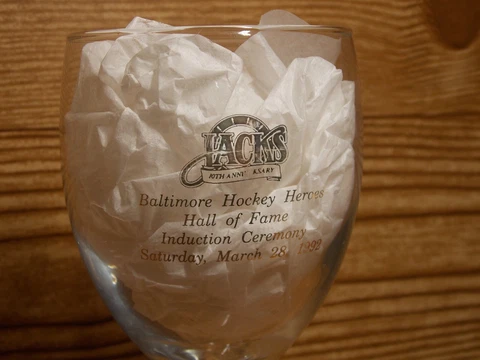 Baltimore Skipjacks Jacks Minor League AHL Defunct Hockey Wine Glass HOF 1992 Cover