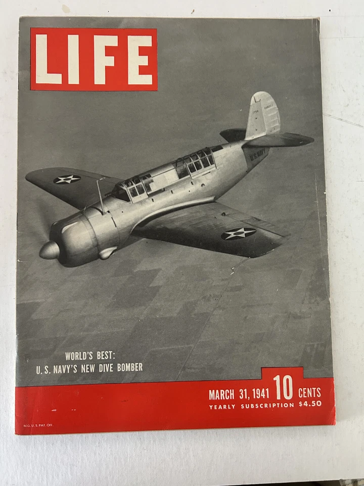 Life Magazine March 31, 1941, Aircraft Carriers, Curtis Dive Bomber, - Image 1 of 2