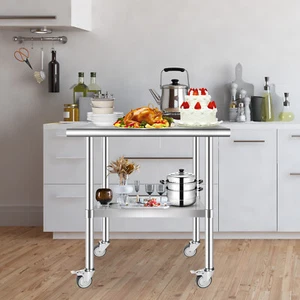 Mesa de Preparación de Trabajo, Banco de Trabajo Comercial de Acero Inoxidable para Cocina - Imagen 1 de 9