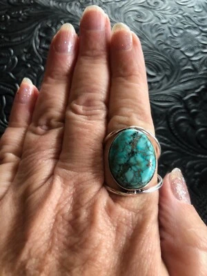 Anillo Moderno Turquesa Chocolate Aqua Azul Suroeste Artesanal Talla 11.5 Foto 1 de 4