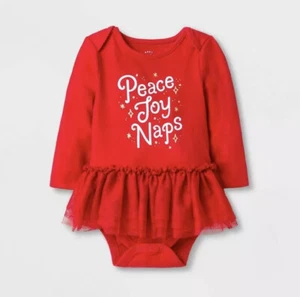 cat and jack Peace Joy Naps Baby infant girl 12 month bodysuit red tutu vday nwt - Picture 1 of 3