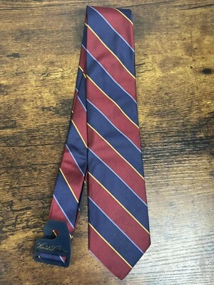 Corbata Brooks Brothers azul, rojo y dorado a rayas 100 % seda para hombre 58" Foto 1 de 4