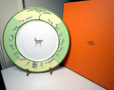 Plato de cena de porcelana HERMES, París, VERDE ÁFRICA, cebra, como nuevo con caja Foto 1 de 2