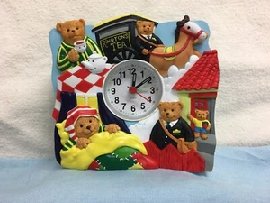 RINGTONS TEA TEDDY BEAR ALARM CLOCK Hand Painted Advertising w/ Orig Box English - Picture 1 of 6