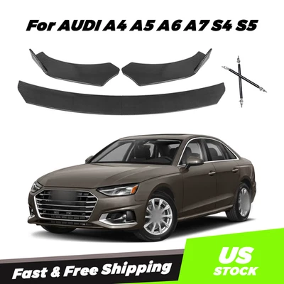 For AUDI A4 A5 A6 A7 S4 S5 Front Bumper Lip Spoiler Carbon Style +Strut Rods Foto 1 de 4