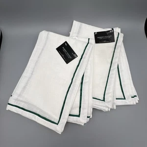 "4 servilletas de cena Robert Stanley rojas blancas con borde verde 20""x 20"" nuevas" - Imagen 1 de 8