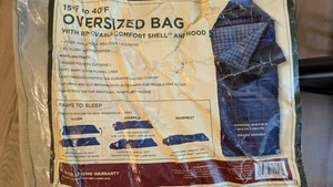 Eddie Bauer Oversized Sleeping Bag 15F - 40F 36" X 90" W/ Removable Shell & Hood - Picture 1 of 8