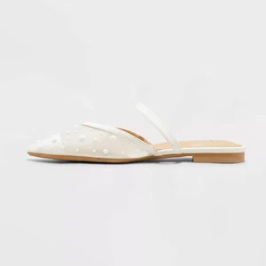 Women's Vienna Mesh Mule Flats - A New Day Cream 8 - Picture 1 of 8