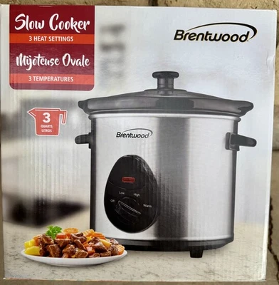 Olla de cocción lenta Brentwood SC-130S de 3 cuartos, cuerpo de acero inoxidable Foto 1 de 4