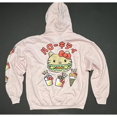 Sudadera con Capucha Hello Kitty Talla L Grande Hamburguesas Papas fritas Comida Rápida Snacks ROSA Foto 1 de 4