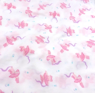 Tricot мягкая вязаная розовая балерина фиолетовая лента плюшевый медведь детская ткань 2 ярда - Изображение 1 из 4