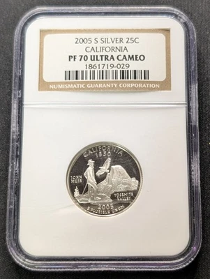 2005 S Silver Proof California State Quarter 25C - NGC PF70 UCAM ~Scratch Holder - Image 1 of 4
