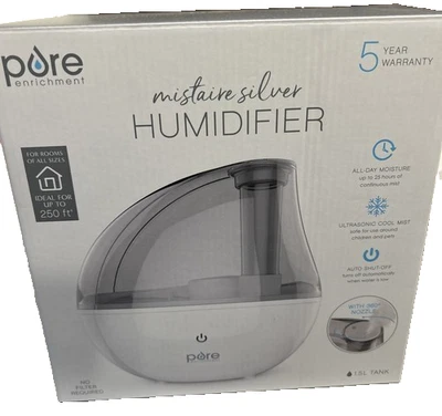 Humidifier Pure Enrichment NEW IN BOX  MistAire Silver Ultrasonic Cool Mist 1.5L - Image 1 of 2