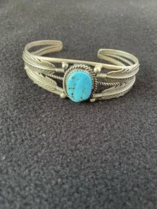 Bracciale argento/turchese timbrato vedi foto dettagli/usura - Foto 1 di 8