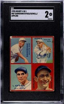 1935 Goudey 4 In 1 #6F Earnshaw/Dykes/Sewell/Appling SGC 2 - Image 1 of 2