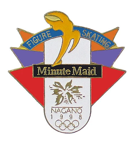 Prendedor patrocinador del cuerpo de patinaje figura de los Minute Maid de los Juegos Olímpicos de Nagano 1998 Japón  Foto 1 de 1