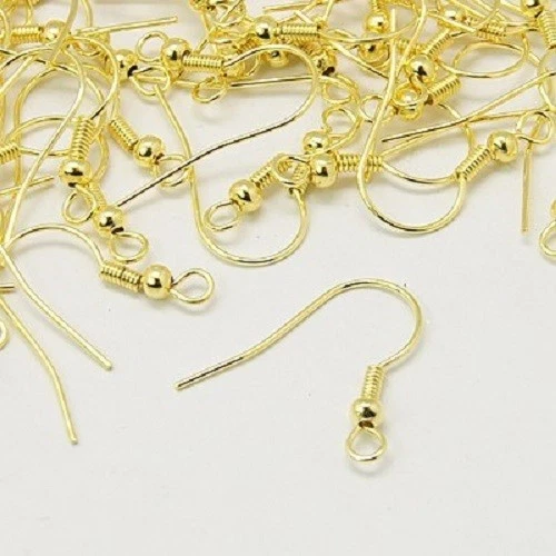LOT de 120 CROCHETS BOUCLES D'OREILLES DORE SANS NICKEL perles création bijoux