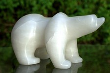 Walking polar bear, hand carved alabaster figurine