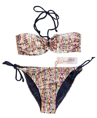 Damen Bikini Set Dtsch. Gr. 32 Push-Up Bandeau Neckholder Bademode Ibiza Bunt  - Bild 1 von 3