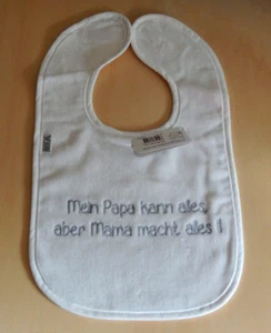 Baby Lätzchen mit Spruch Mein Papa kann alles , aber Mama .. Stickerei Baumwolle - Bild 1 von 2