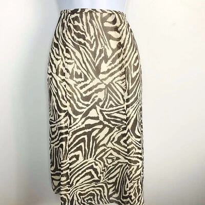 LE Suit Womens Skirt Sz S Brown Beige Animal Print Pencil Straight Sheer - Image 1 of 4