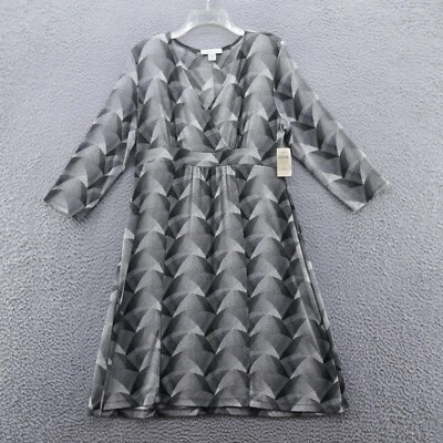 Coldwater Creek Womens Travel Knit Moonglow Dress Large Black Silver White NEW - Image 1 of 4