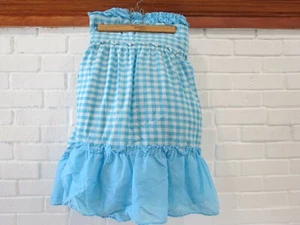 Vintage Blue White Plaid Bedspread Bed Skirt Dust Ruffle Twin Size Gingham Cover - Picture 1 of 10